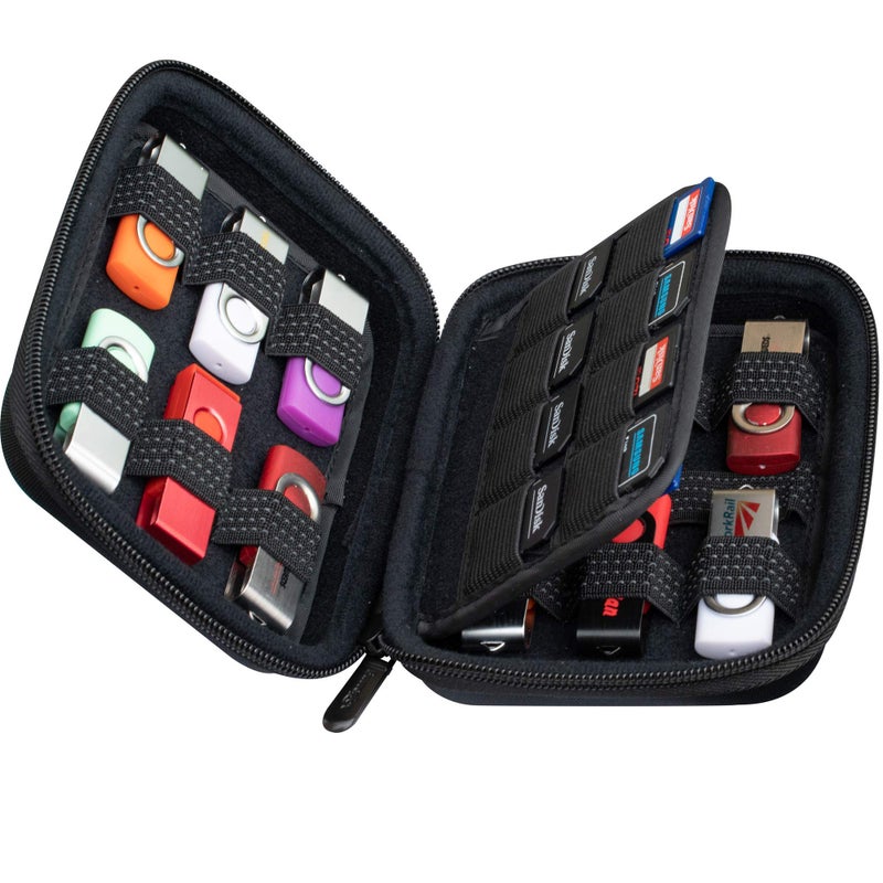 ButterFox USB Thumb Flash Pen Drive Storage Holder/Memory Card SD SDXC SDHC Card Holder Case/External Hard Drive Case/Universal Electronic Accessories Organizer (12USB+16SD) - Image 5